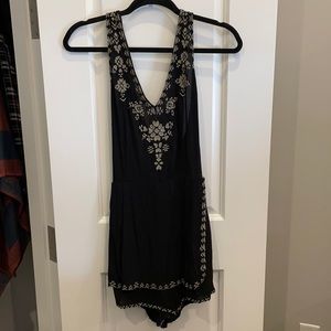 Free People Black Romper with Criss Cross Back